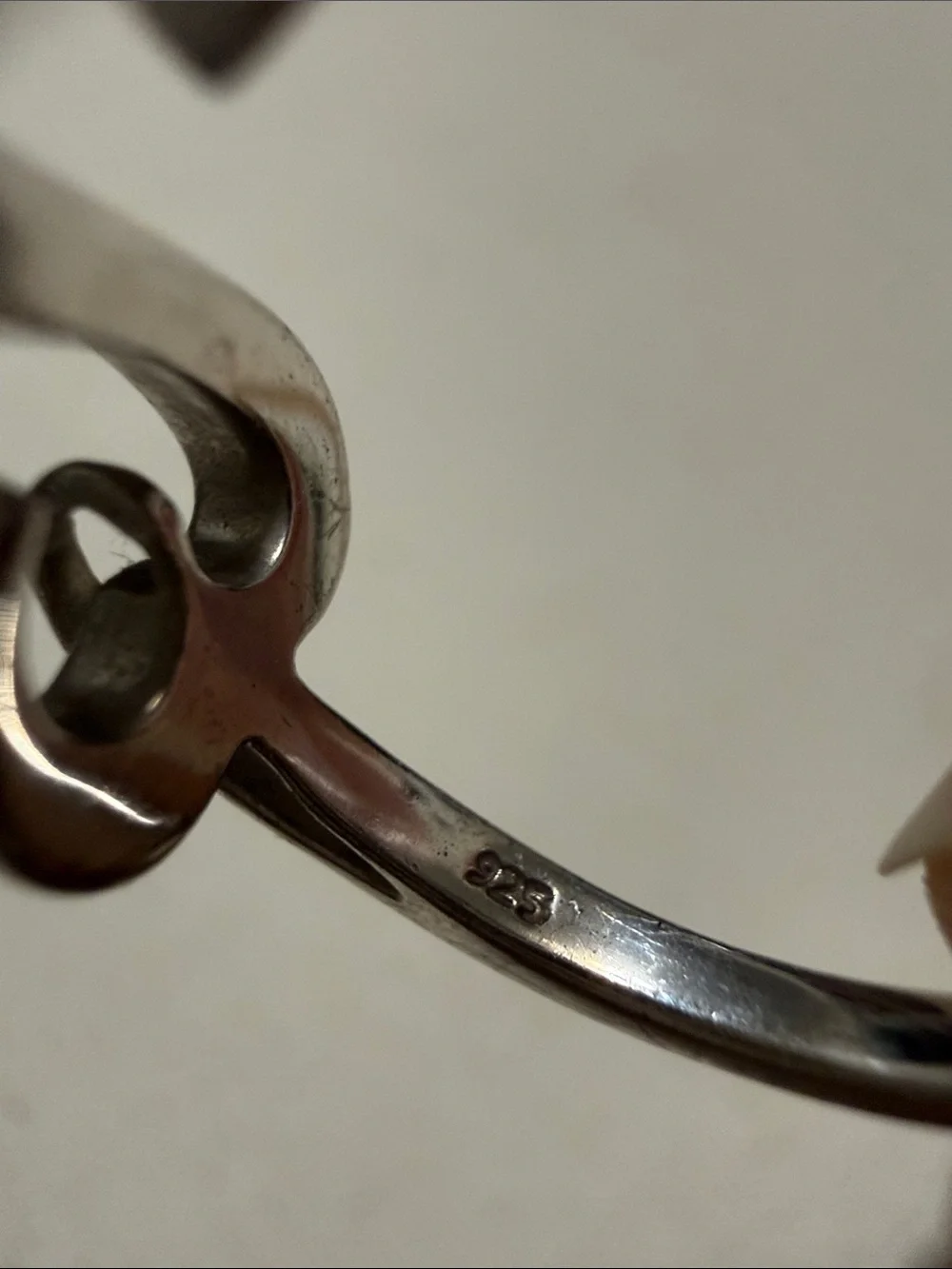 Sterling Silver 925 Abstract double heart Loop Ring size 6.75